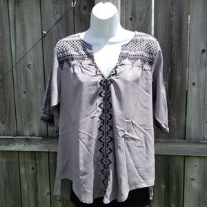 Miss Me Top with Aztec Print & Beading Detail